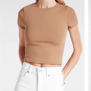 Express Pecan Body Contour Cropped T-shirt Top